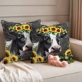 thumbnail image 2 of Cow Sunflower Pillow Covers 2 Pack Plant Farm Flower Pillowcase Waterproof Outdoor Throw Pillow Cover for Patio Garden Square Cushion 26”x26”, 2 of 9