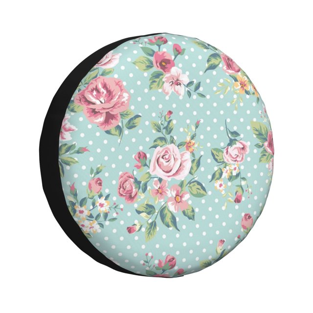 Fotbe Vintage Floral Funda de Llanta de Repuesto con Estampado, Engrosada, Ajuste Universal para Jeep, Remolque, RV, SUV, Camión-15 inch
