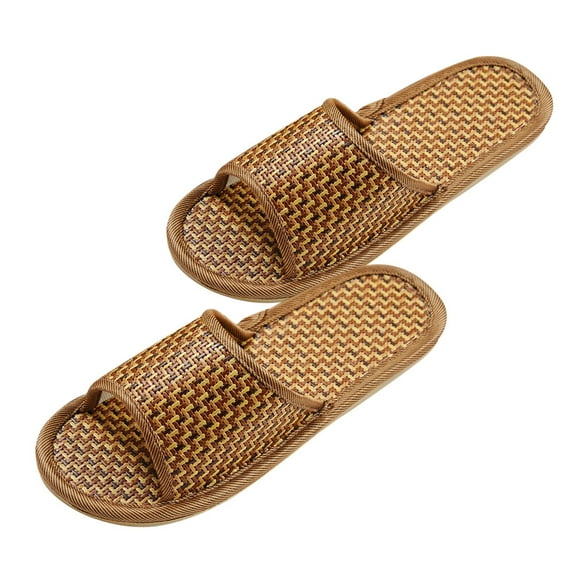 Masteelf Men's Casual Slippers Light Brown Herringbone Pattern Breathable Cool Sandals