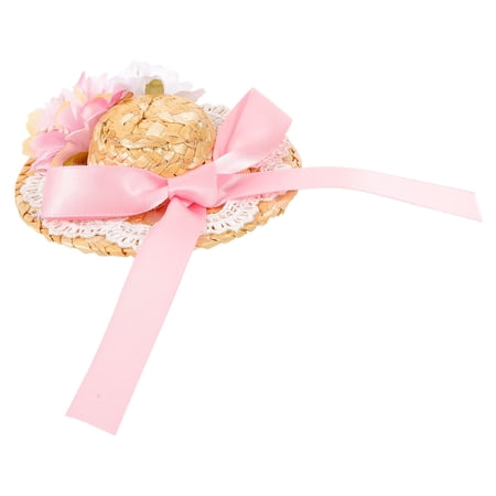 Milisten Woven Dog Straw Hat Decorative Bowknot for Puppy Photo Prop and Party Favor