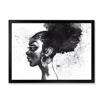 Designart 'Black and White Portrait of African American Woman I' Modern Framed Art Print