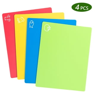 Extra Thick Flexible Plastic Cutting Board Mats, Set of 4, Color Coded with  Food Icons, Waffle Back Grip Underside by Better Kitchen Products