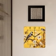 thumbnail image 3 of 14 Inch Wall Clock Battery Operated Square Clock Decorative for Office, Kitchen, Outdoor, Living Room，Birds and Flowers on A Yellow Background Design, 3 of 4
