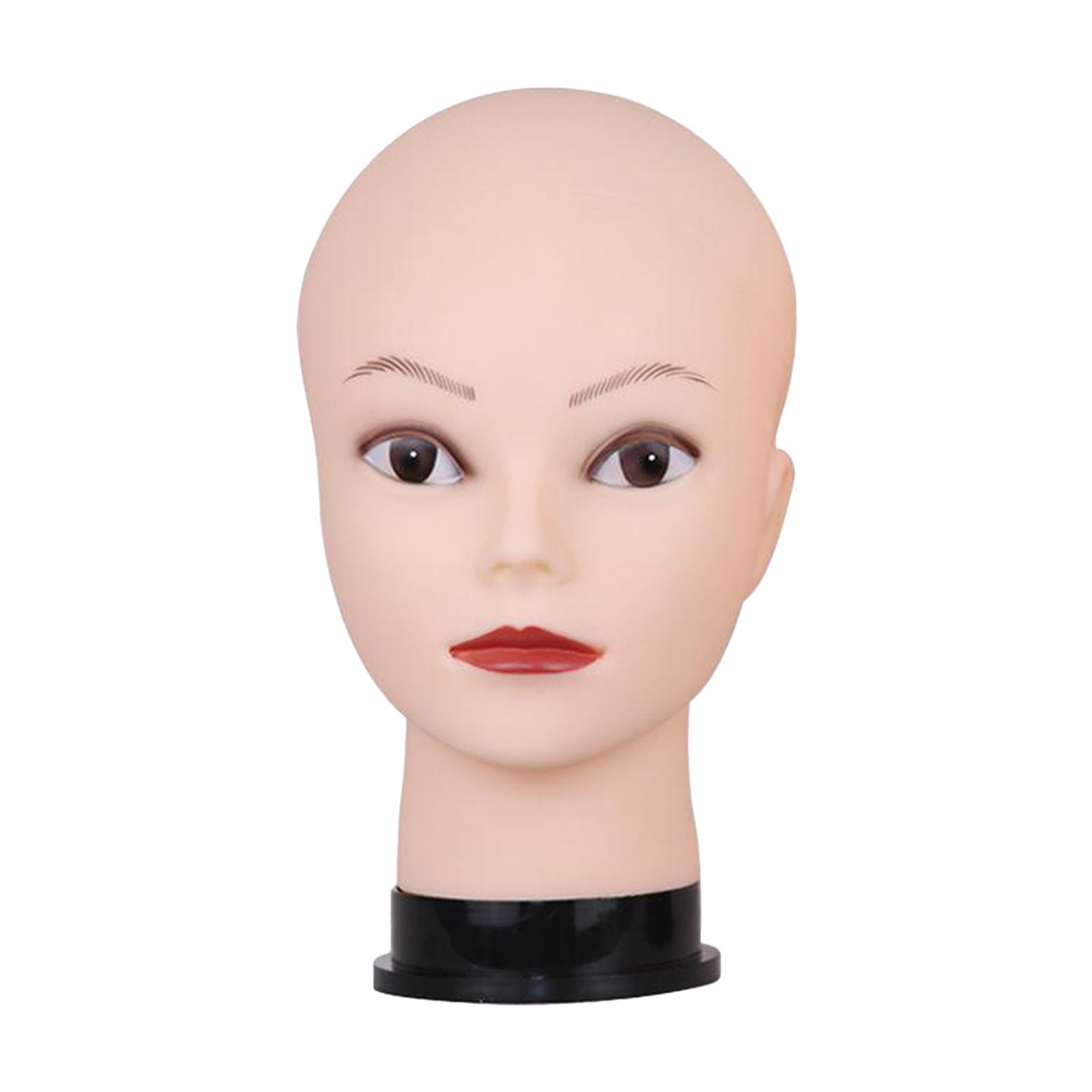 Mannequin Head Makeup Practice Cosmetology Mannequin Doll Face Head for Eyelashes Makeup Practice Display Hats Glasses with Holder White Makeup, Size