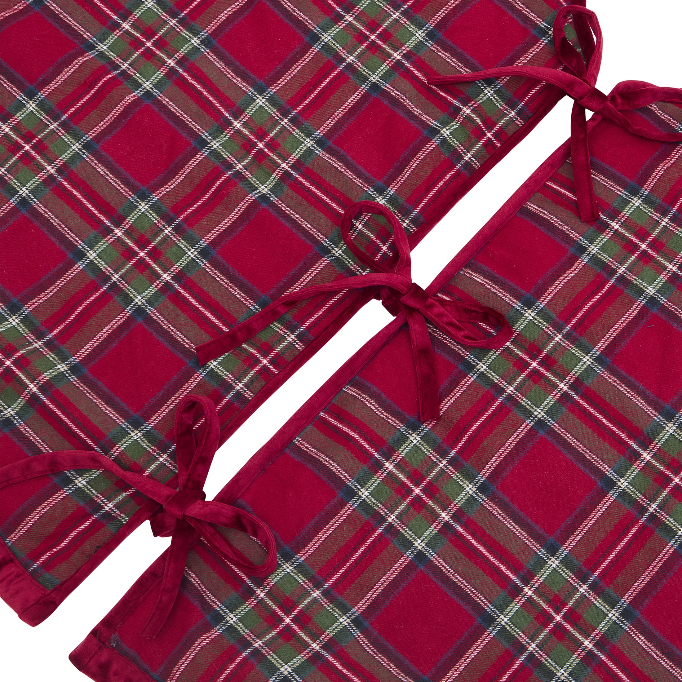 My Texas House Angie Plaid Christmas Tree Skirt, Red, 52"