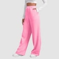 thumbnail image 2 of Womens Wide Leg Pants Loose Solid Color Sweatpants Casual Pants Comfy Lounge Joggers Baggy Sweat Pants with Pockets Pink XXL, 2 of 7