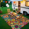thumbnail image 3 of Multicolor Bohemian Mandala Pattern Outdoor Area Rug, 3 of 6