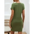 thumbnail image 5 of Women's Notched Short Sleeve Mini Tee Dress with 95% polyester 5% spandex breathable opaque stretch fabric everyday wear, 5 of 14