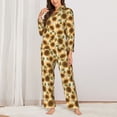 thumbnail image 2 of KLL Autumn Sunflowers Print Women's Long Sleeve Pajamas with Pants Sleepwear Loungewear 2 Set-Small, 2 of 7