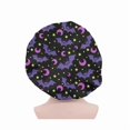 thumbnail image 1 of wonima11 Silk Bonnet for Men Women Hair Bonnets for Sleeping, Bat Moon Star Print Double Layer Sleep Cap for Black Women Curly Hair, 1 of 1