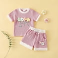 thumbnail image 2 of TOWED22 Baby Toddler Girl Summer Outfit Fruit Graphic Tee with Elastic Waist Shorts Play Clothes Red,12-18 M, 2 of 9