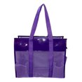 thumbnail image 2 of Mesh Shopper Utility Beach Bag Zipper Organizing Tote bag Purple, 2 of 6