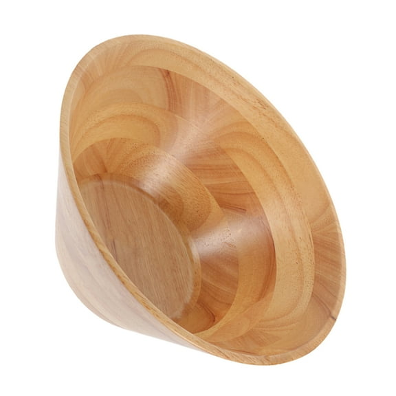 LEORX Khaki Wood Serving Bowl for Kitchen Counter Large Wooden Fruit Bowl