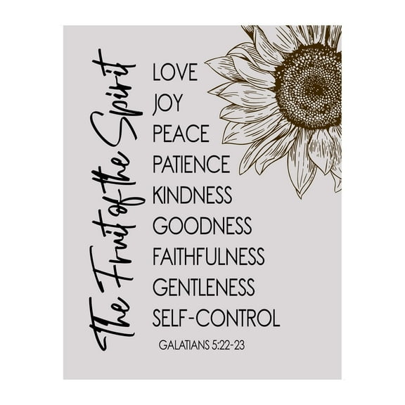 Fruit of the Spirit - Sunflower Rustic Christian Wall Decor, Inspirational Bible Verse Wall Art Print for Living Room, Home, Office, Farmhouse & Church Decor poster