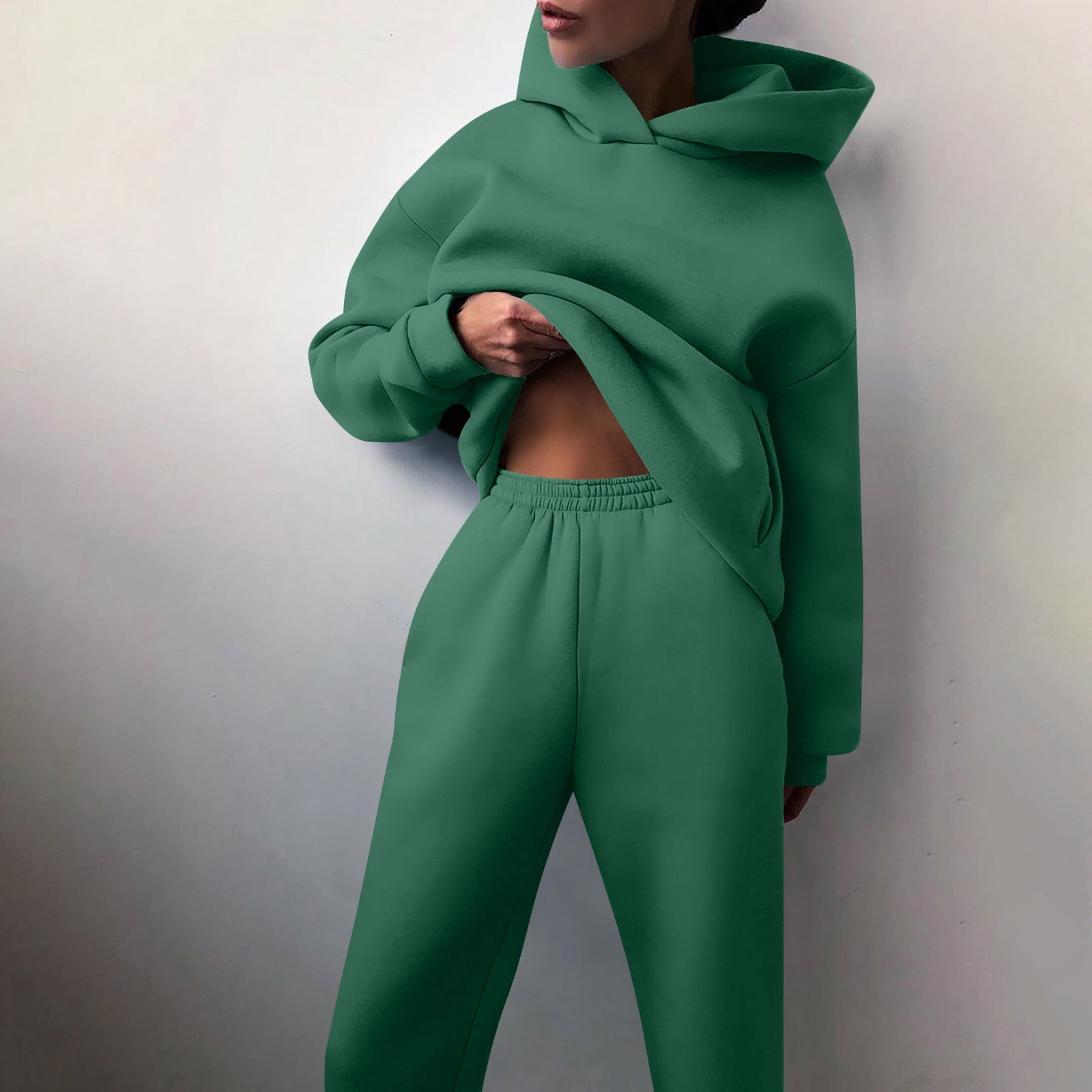 Survêtement 2 Pièces Femme - Sweat à Capuche + Pantalon Ample - Tissu Doux Confortable - Pour Sport (running, Yoga) Ou Détente Maison - Plusieurs Coloris - 13