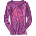 thumbnail image 1 of Aeropostale - Camiseta gráfica con purpurina para mujer, color morado, talla mediana, 1 of 1