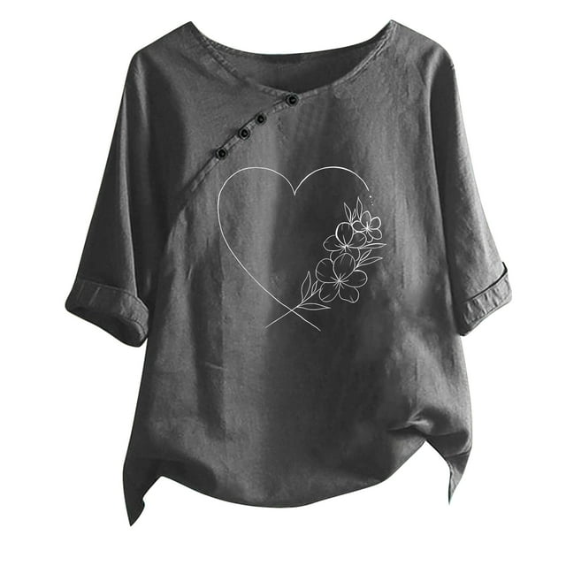 Blouses pour Femmes T-shirt Imprimé Manches Courtes Blouse Col Rond Hauts Décontractés