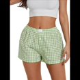 thumbnail image 1 of Pantalones Cortos de Pijama A Cuadros Y2K para Mujer, Tipo Bóxer Elástico, Estilo Urbano Verde L, 1 of 10