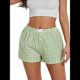 thumbnail image 1 of Pantalones Cortos de Pijama A Cuadros Y2K para Mujer, Tipo Bóxer Elástico, Estilo Urbano Verde S, 1 of 10