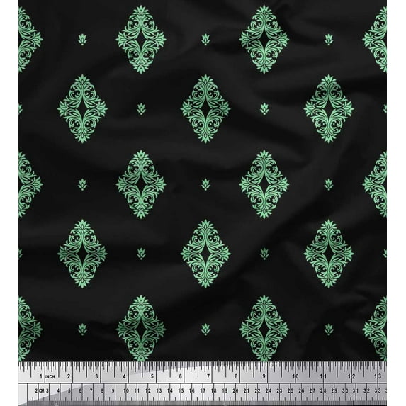 Soimoi Cotton Voile Fabric Filigree Damask Fabric Prints By Yard 56 Inch Wide