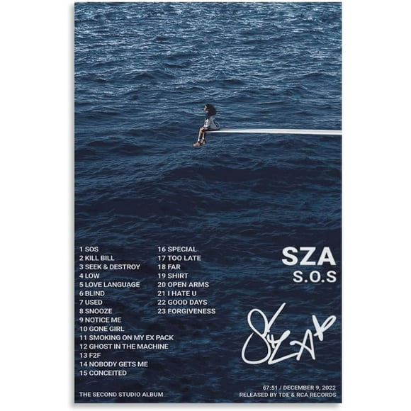 PPHAOSHO SZA SOS Poster frameless Painting Canvas Wall Posters Art Picture Print Modern Home Decor 12x18inch