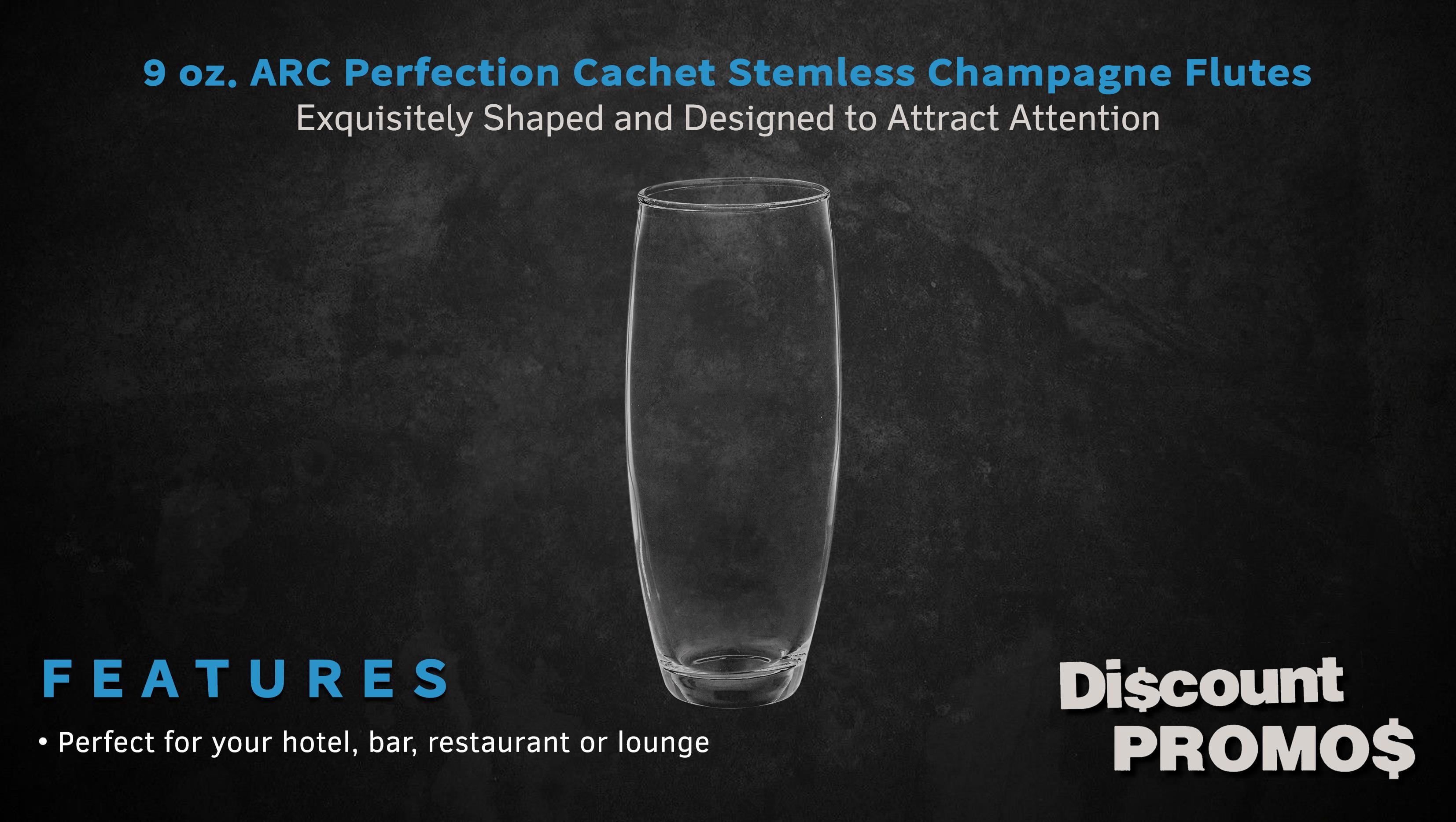 10 ARC Stemless Champagne Flutes Set, 9 oz. - Cachet, Glassware, Cocktails - Clear