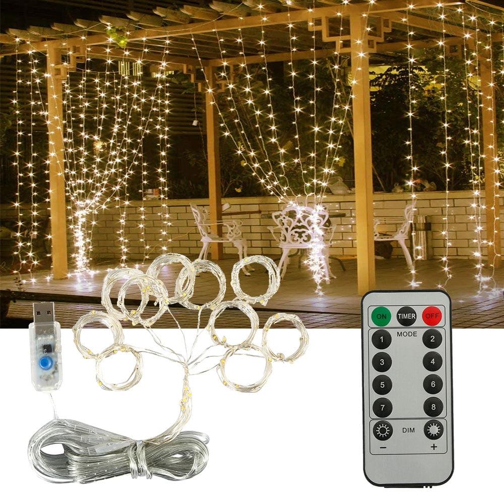 160 Net Curtain LED Indoor/Outdoor White Christmas Lights 