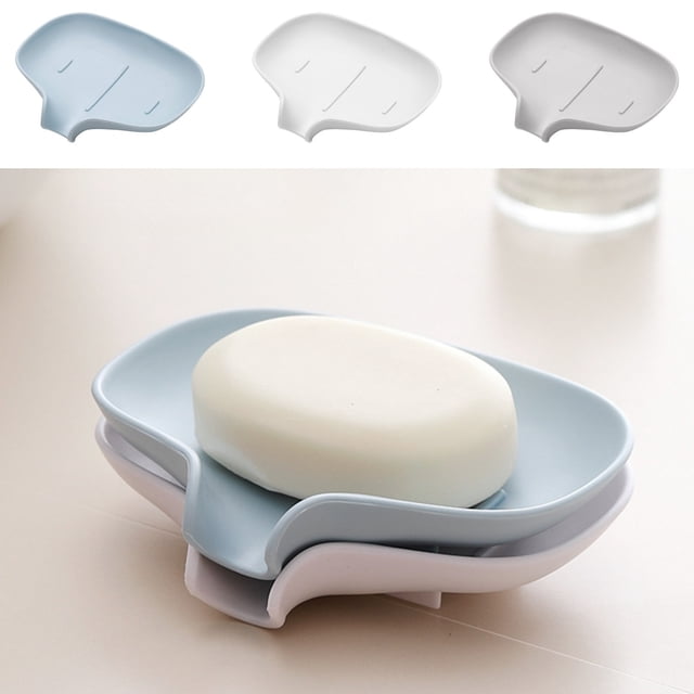 Uscallm 3Pcs Soap Rack for Shower Bathroom Kitchen Sink, Tilt Drain Soap Holder, Plastic Soap Storage Organizer, Easy Clean Soap Dish with Drying Tray