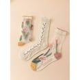 thumbnail image 2 of Women's 3 Pairs Sheer Mesh Socks Floral Thin Socks, 2 of 5