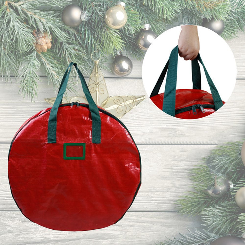 Members Mark Sacs Rangement Déco – Pour Couronne Et Guirlande, Toile Rouge