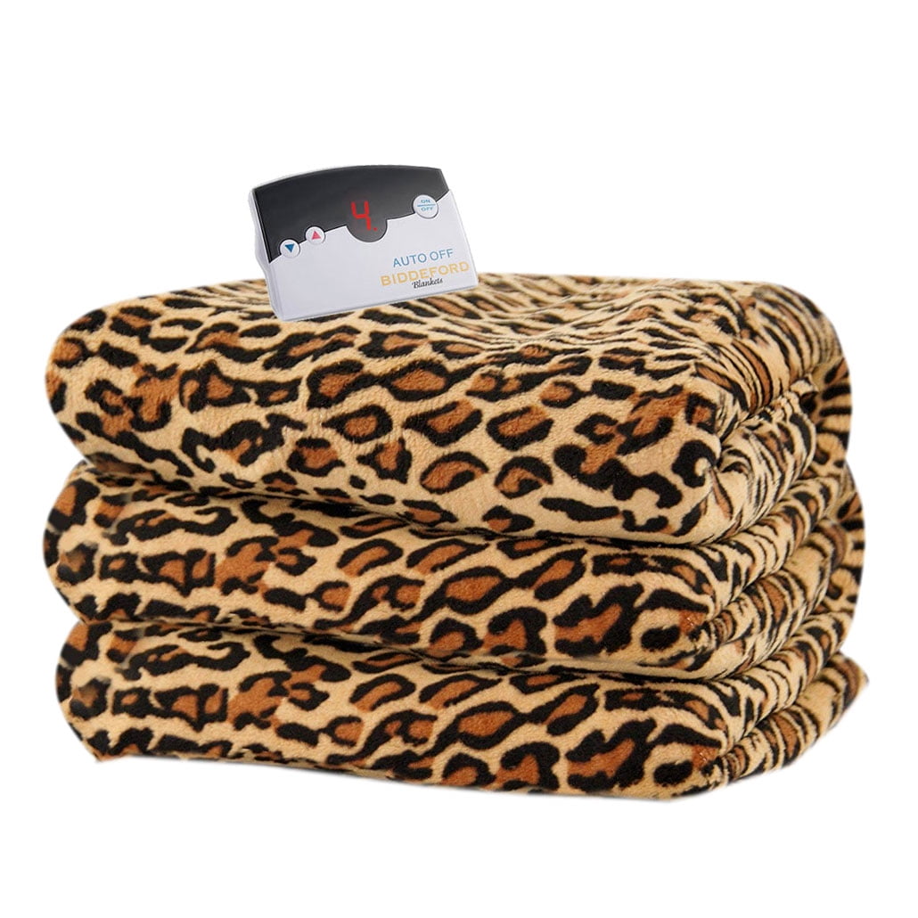 leopard print heated blanket
