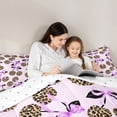 thumbnail image 4 of Feelyou Leopard Print Cherry Bedding Comforter Set 7pcs, Purple Bow-tie Full Bedding Set, 4 of 8