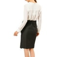 thumbnail image 4 of INSPIRE CHIC Women's Button Decor Split Belted Tie Waist Pencil Skirt XS Black, 4 of 8