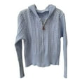 thumbnail image 4 of Ediodpoh Zip up Knit Cardigan for Women Long Sleeve Sweater Outerwear Short Casual Jacket for A Slim Blue, 4 of 4