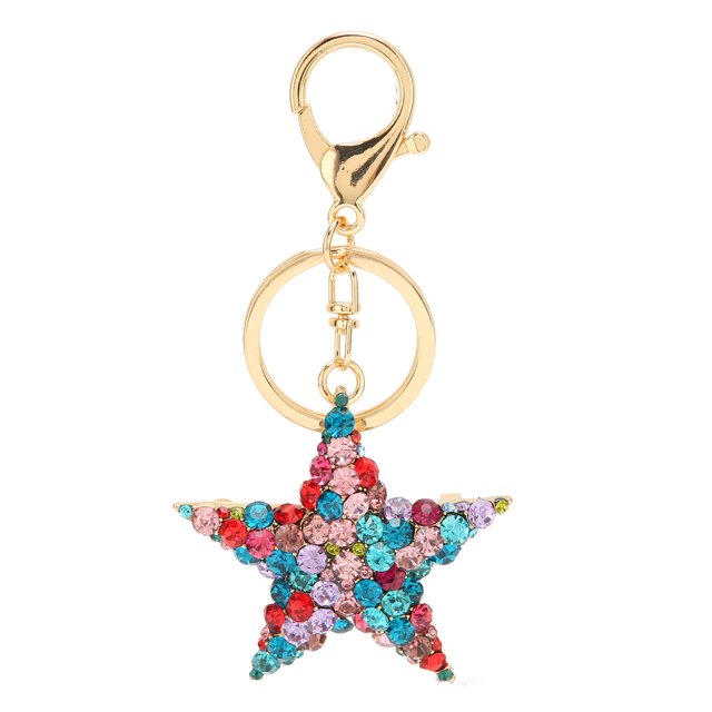 Oubit Cute Key Chain,Pentagram Keychain Shiny Rhinestone Key Chain Pentagram Key Rings Rugged and Tough