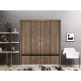 thumbnail image 3 of Sliding Closet Double Bi-fold Doors | Planum 0012 Walnut with Frosted Glass | Sturdy Tracks Moldings Trims Hardware Set | Wood Solid Bedroom Wardrobe Doors, 3 of 5