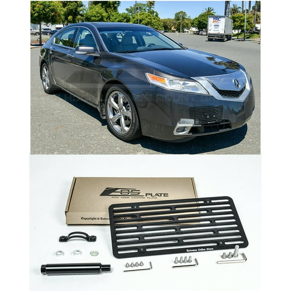 Extreme Online Store Replacement for 2009-2014 Acura TL | EOS Plate Version 2 Front Bumper Tow Hook License Relocator Mount Bracket Tow-189-V2 (Full Size)