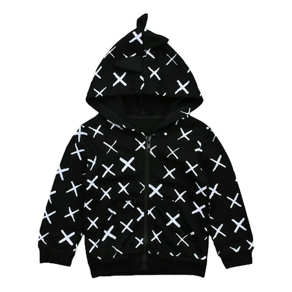 Generic Jackets for Children's Casual Spring Boys Long Sleeved Dinosaur Hooded Zip Up Jacket for Outdoors Fashion Lightweight Clothing(6-12 Months,Black)