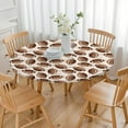 thumbnail image 3 of Brown Footballs on Beige Pattern Round Fitted Tablecloth with Elastic Edge,Dining Table Cover Waterproof,Outdoor Round Tablecloth for Camping,Dining,Indoor and Outdoor, 3 of 7