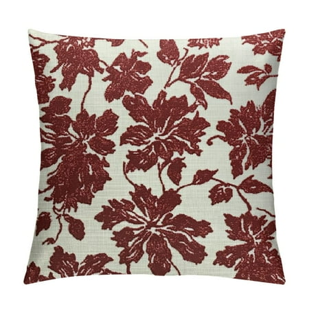 

Fsmy Burgundy Floral Block Print Pillow Covers Rustic Old Style Modern Vintage Flower Pattern Cream Decorative Throw Pillow Cases Outdoor Farmhouse Decoration for Sofa Couch Bed 20x20in