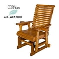thumbnail image 4 of Innovaze Wooden Patio Glider for One Person with Cupholders, Heavy Duty 600 lbs, All-Weather Resistant (Teak Tone), 4 of 9
