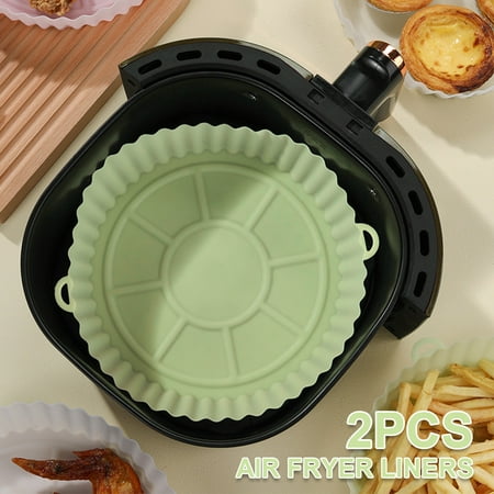 

ALIMARO 2Pcs Air Fryer Silicone Pot Reusable Air Fryer Silicone Liner Heat Resistant Round Air Fryer Basket with Handle for Air Fryer Kitchen Baking