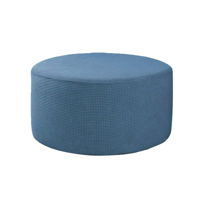 Housse d'Ottoman Basse Ronde de Couleur Unie Épaissie, Élastique, Housse Complète pour Canapés, Durable et Lavable à la Machine