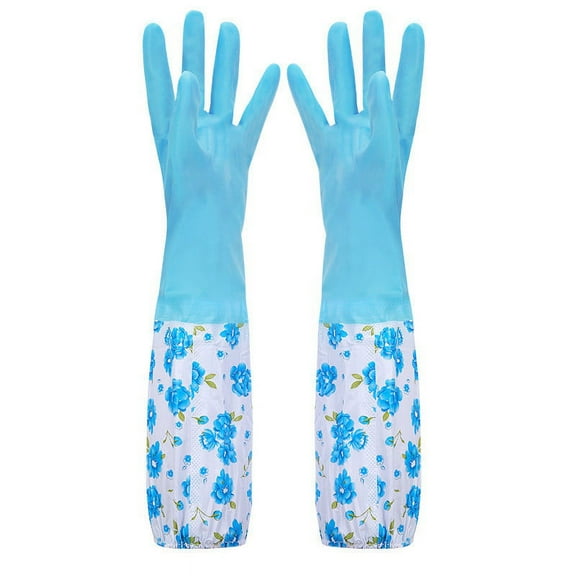 Mingjia Apron Sleeve,1 Pair Of Sleeves 2 Pcs ( ),Rubber Cleaning Household Flock Gloves Latex Cuff Water-Proof Medium Dishwashing Gloves Long Kitchen,Dining & Bar