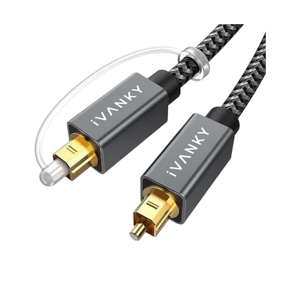 Optical Audio Cable 15ft/4.5M Long Digital Audio Optical Cable for Soundbar, S/PDIF Toslink Fiber Optic Cord [Braided, Gold-Plated Connectors, CL3 Rated] for TV, Samsung, Xbox/PS4, Sonos-Grey