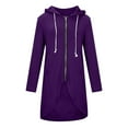 thumbnail image 3 of Hoodies for Women Zpanxa Women's Solid Color Zip up Hoodie, Long Irregular Hem Long Coat, Plus Size Winter Warm Sweatshirts Jackets Hoodies Outerwear with Pockets Purple S, 3 of 5