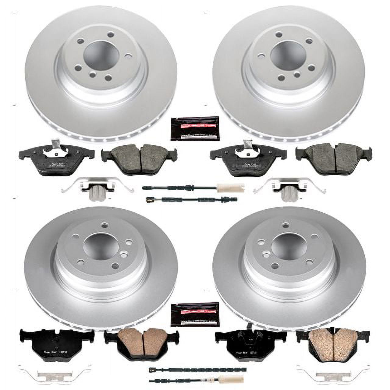 PowerStop Front and Rear Geomet Coated Brake Rotor and Pad Kit Fits: BMW Select Models CRK6057