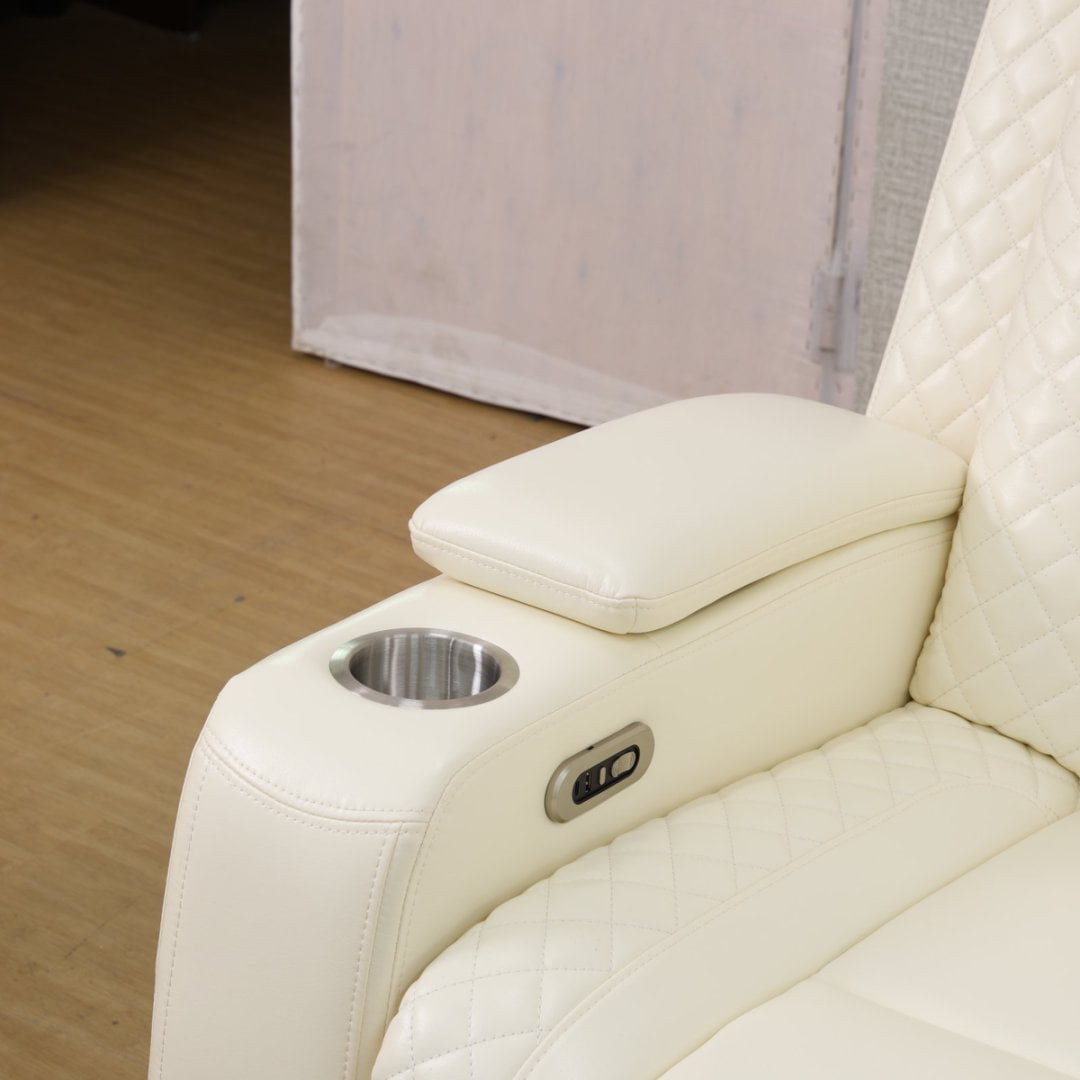 White Breathing Leather Living Room Recliner Chair