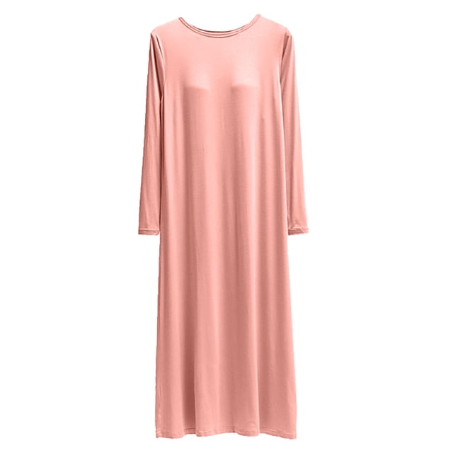 Timegard Chemises de Nuit pour Femmes Douces avec Soutiens-Gorge Intégrés Robe de Nuit à Manches Longues Décontractée Ample Pyjamas Doux