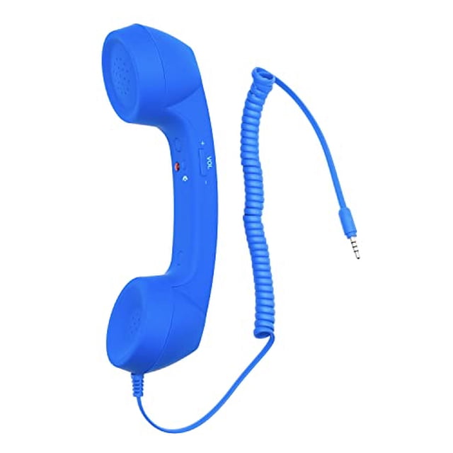 YTYKINOY Retro 0.138 in Teléfono Teléfono Celular Receptor Micrófono Micrófono Altavoz para iPhone iPad Teléfonos Móviles Teléfono Móvil Smartphone (Azul)